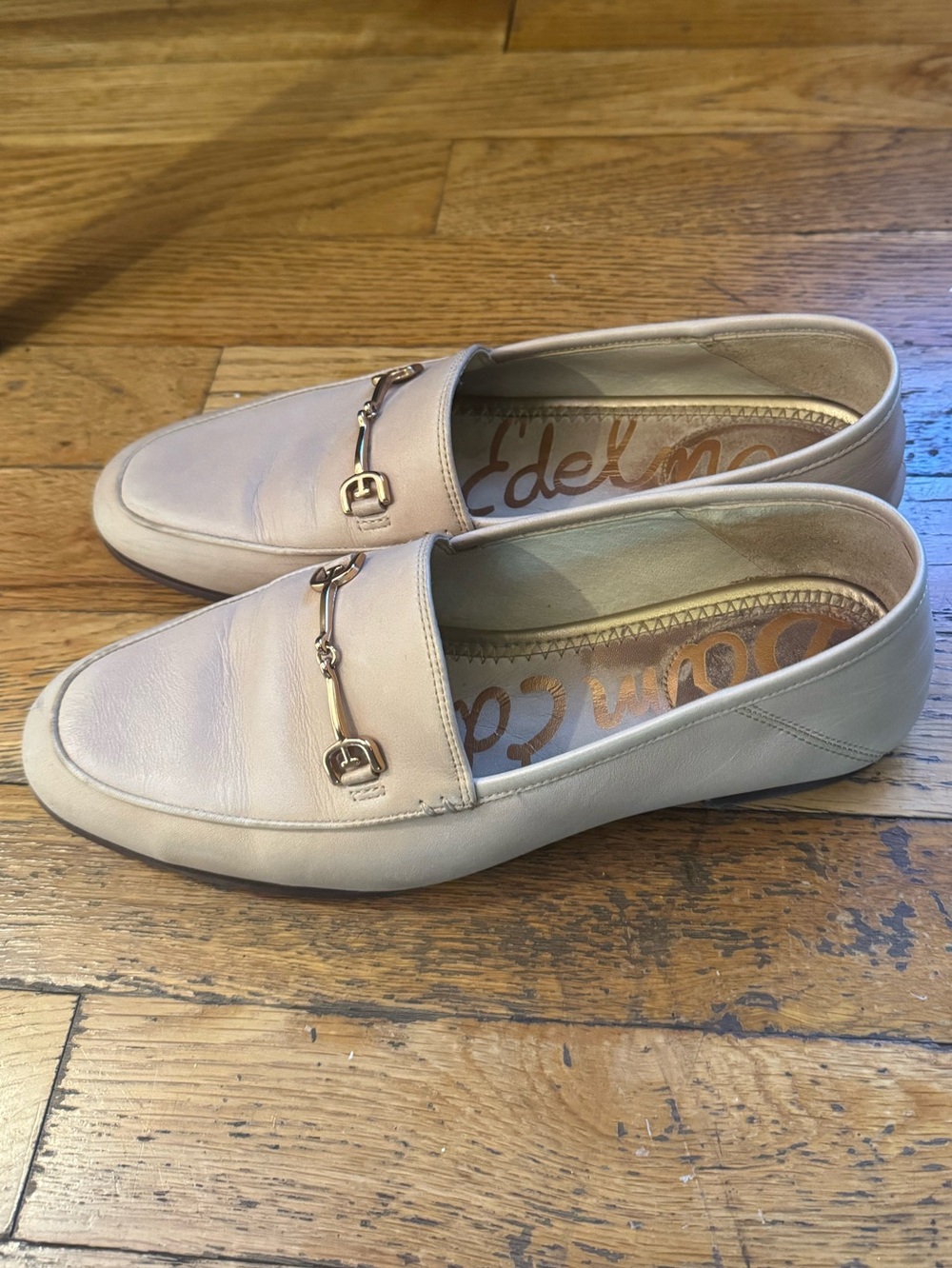 Sam Edelman Cream Leather Bit Loafers